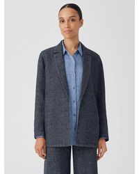 Eileen Fisher - Long Blazer (Denim) Clothing - Lyst