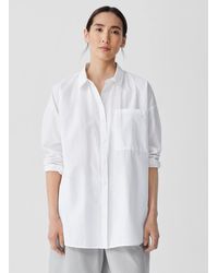 Eileen Fisher - Washed Organic Cotton Poplin Classic Collar Long Shirt - Lyst