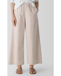 Eileen Fisher - Washed Organic Cotton Poplin Wide-leg Pant - Lyst