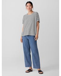 Eileen Fisher - Striped Organic Cotton Slub Box-top - Lyst