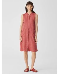 Eileen Fisher - Puckered Organic Linen Sleeveless Dress - Lyst