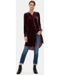 Eileen Fisher - Velvet Mandarin Collar Long Shirt - Lyst
