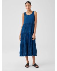 Eileen Fisher - Crushed Silk Tiered Dress - Lyst