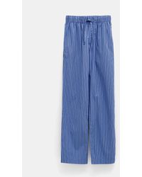 Tekla Striped Poplin Pants - Blue