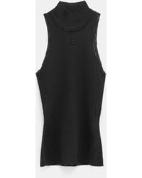 Courreges Synthetic Knit Tank Top in Black | Lyst