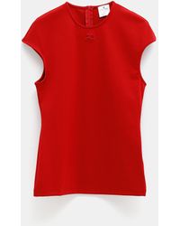 Courreges Round Sleeves Jersey Top - Red