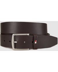 Tommy Hilfiger Cinturón De Hombre De Piel Marrón Oscuro Con Logo