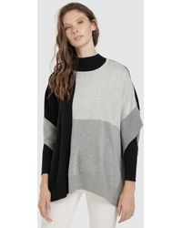 Calvin Klein Poncho De Punto De Mujer Con Estampado Geométrico - Gris