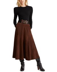 Polo Ralph Lauren Falda De Piel De Mujer Marrón