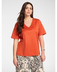Elena Miro - T-shirt in cotone scollo a V - Lyst