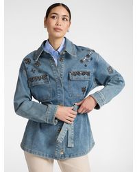 Elena Miro - Giacca in denim con applicazioni - Lyst