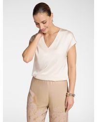 Elena Miro - Blusa in raso con scollo a V - Lyst