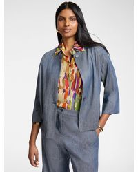 Elena Miro - Giacca boxy in lino effetto denim - Lyst