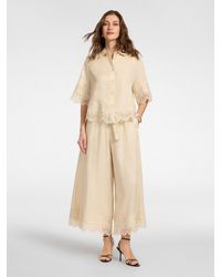 Elena Miro - Pantaloni cropped in lino con pizzo - Lyst