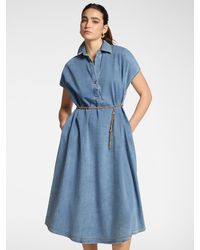 Elena Miro - Abito in denim con cintura - Lyst