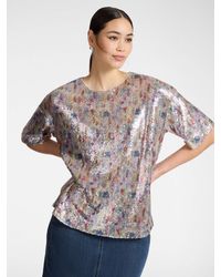 Elena Miro - Blusa in tulle con paillettes - Lyst