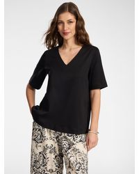 Elena Miro - T-shirt in cotone scollo a V - Lyst