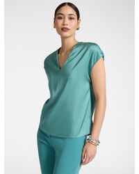 Elena Miro - Blusa in raso con scollo a V - Lyst