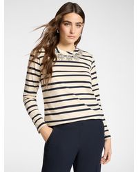 Elena Miro - T-shirt rigata con ricamo floreale - Lyst