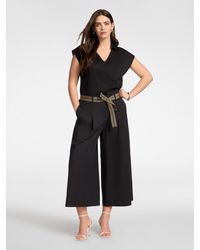 Elena Miro - Pantaloni cropped popeline vita alta con cintura - Lyst