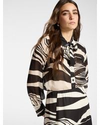 Elena Miro - Camicia in georgette stampata con fiocco - Lyst