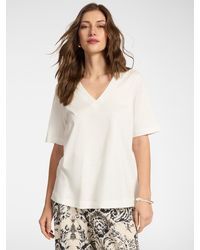 Elena Miro - T-shirt in cotone scollo a V - Lyst