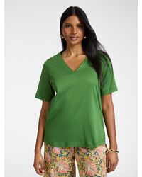 Elena Miro - T-shirt in cotone scollo a V - Lyst