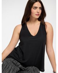 Elena Miro - Top misto lyocell con scollo a V - Lyst
