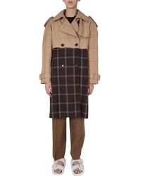Marni - Double-Breasted Trench Coat With Two-Tone Design - Lyst