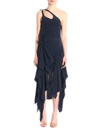 JW Anderson Asymmetric One Shoulder Dress With 3d Flower - Blue