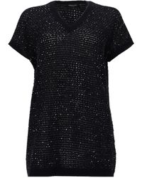 Fabiana Filippi - V-Neck Open-Knit Mini Dress - Lyst