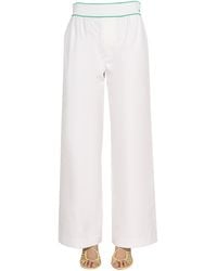 Bottega Veneta - Cotton Twill Trousers With Embroidered Reverse Print - Lyst