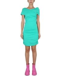 MSGM - Crossover Neckline Draped Mini Dress - Lyst