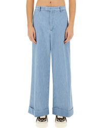 Valentino - Denim Pants With Lapels - Lyst