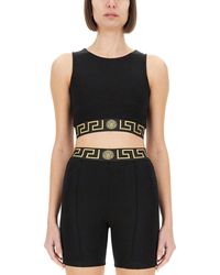 Versace - Crop Top Con Bordo Greca - Lyst