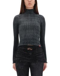 DIESEL - Stripes Mock Collar Top - Lyst
