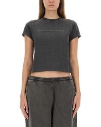 Alexander Wang - Fitted Cropped T-Shirt With Subtle Logo - Lyst