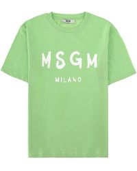 MSGM - T-Shirt A Manica Corta Con Stampa Logo - Lyst