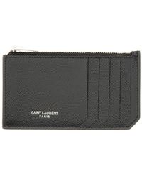 Saint Laurent - Portacarte Con Zip E Logo - Lyst