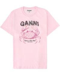 Ganni - T-Shirt Organic Cotton T-Shirts - Lyst