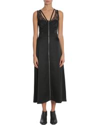 Alexander Wang ABITO MIDI IN SETA CON INSERTO IN PIZZO - Nero
