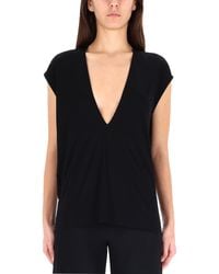 Rick Owens - Solid V Neck Top - Lyst