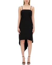 Helmut Lang - Asymmetric Virgin Wool Midi Dress - Lyst