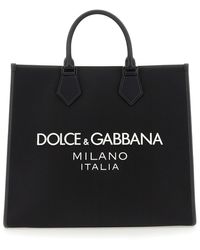 Dolce & Gabbana - Shopping grande in nylon con logo gommato - Lyst