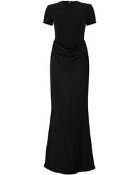 ROTATE BIRGER CHRISTENSEN - Abito Lungo Con Maniche Corte E Drappeggio - Lyst