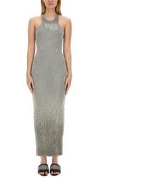 T By Alexander Wang - Distressed Long Tank Dress With Spaghetti - Lyst