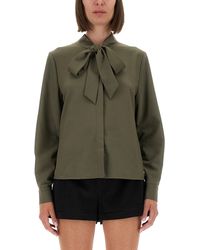 Self-Portrait - Twill Shirt With Bow - Lyst