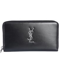 Saint Laurent PORTAFOGLIO ZIP AROUND LARGE MONOGRAM IN PELLE - Nero
