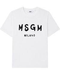 MSGM - T-Shirt A Manica Corta Con Stampa Logo - Lyst