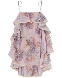 Zimmermann - Mini Dress With Ruffles "Cascadian" - Lyst
